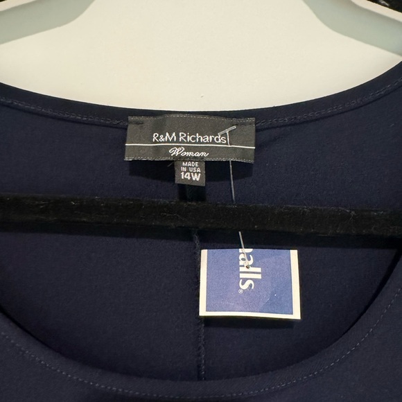 NWT Royal Blue R & M Richards sequins lace bell
sleeve round neck shift dress - Picture 3 of 5